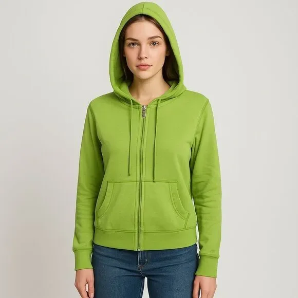 American Eagle Solid Green Women's Hoodie pockets cozy light weight 2000’s L - Picture 1 of 12